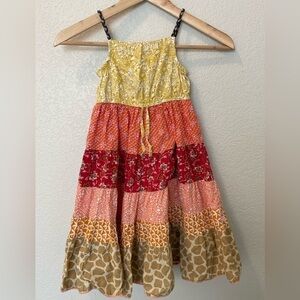 Cutey Couture Patchwork Ruffle Layer Cotton Twirl Dress sz 5/6